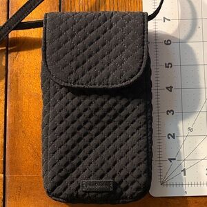 Vera Bradley Black Quilted Phone Crossbody Pouch with Flap